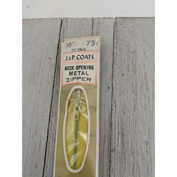 Vintage J&P Coats Neck Opening Metal Zipper 16" Mimosa Yellow 223 - Picture 2 of 4
